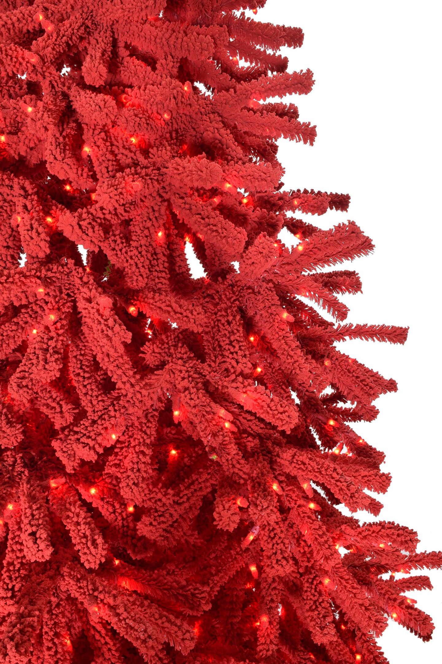 Perfect Holiday 5' Pre-lit Red Flocked Jack Pine Christmas Tree