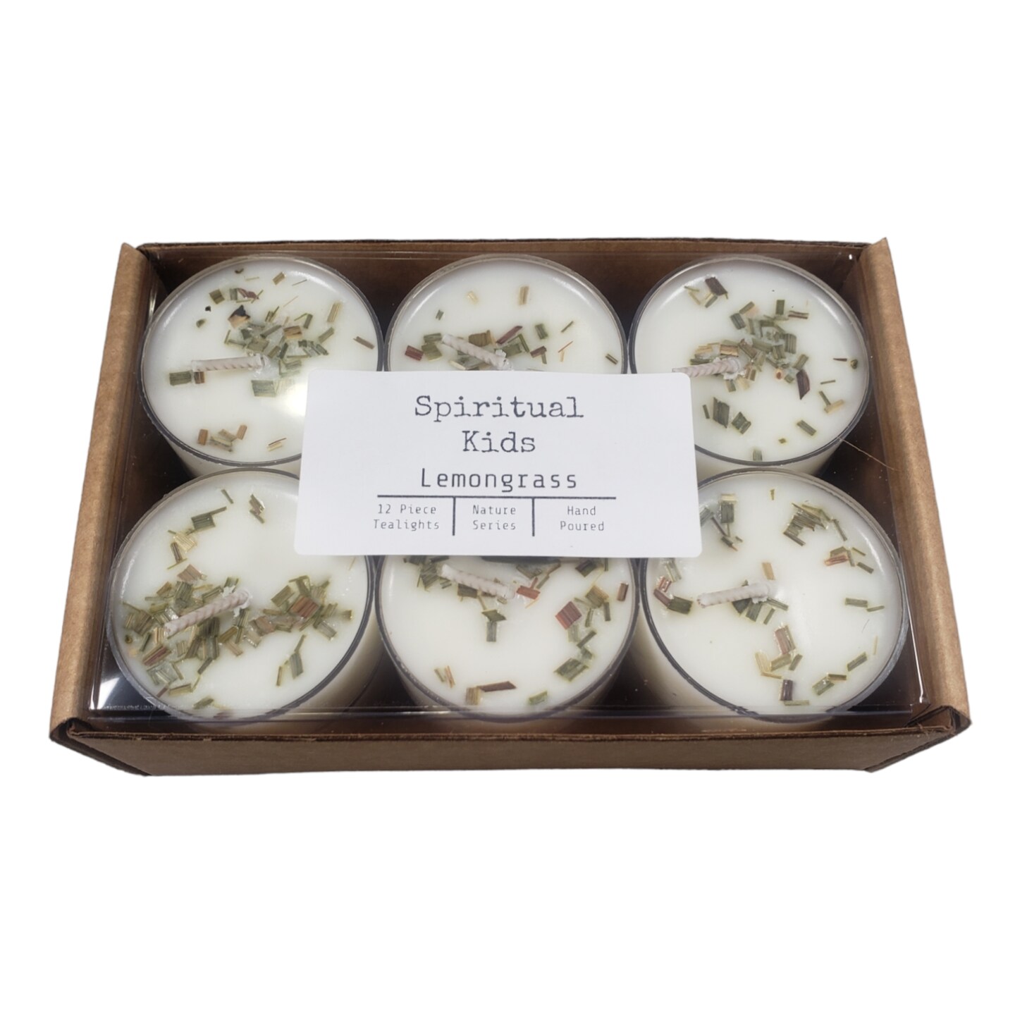Lemongrass Natural Soy Wax Tealights 12 Count Hand Poured with Fragrant/Essential Oils with Dried Lemongrass