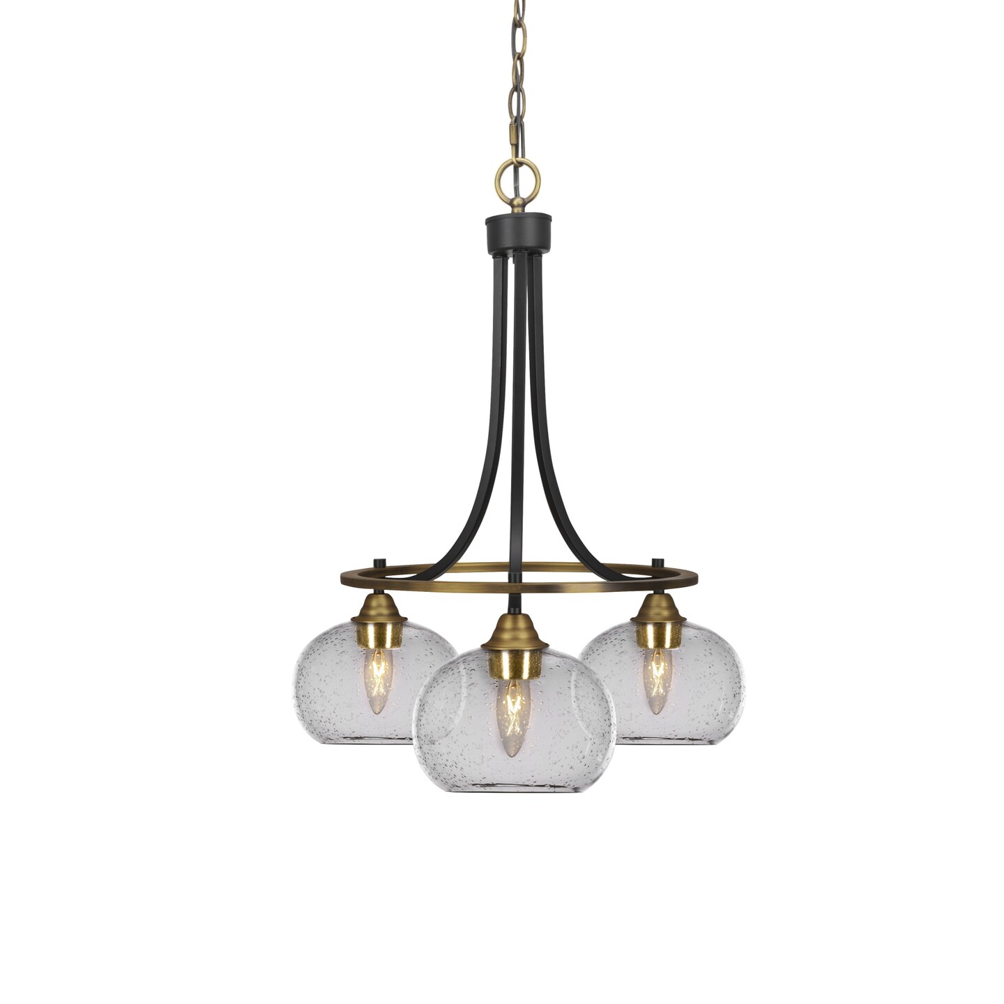 Paramount Downlight, 3 Light, Chandelier In Matte Black And Brass