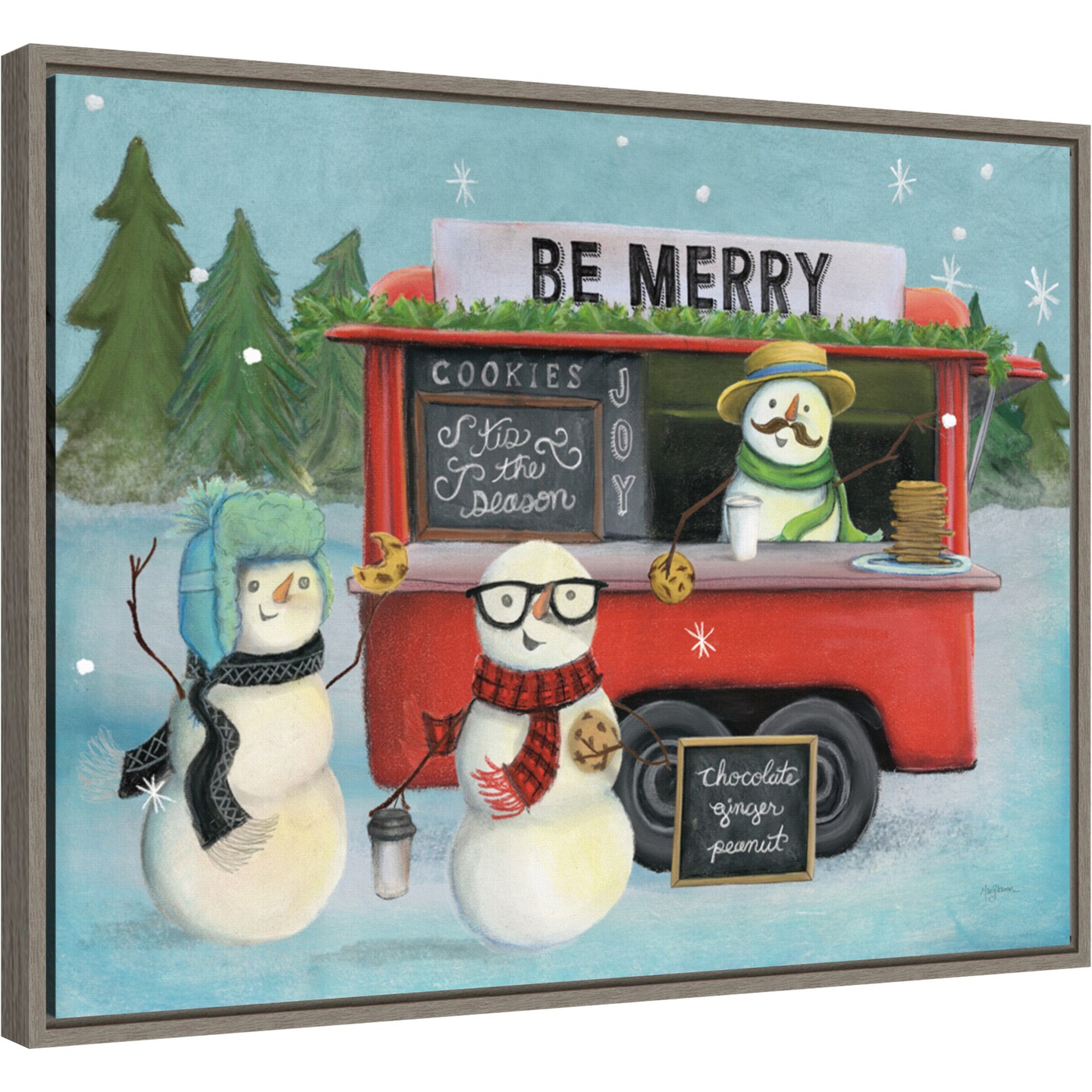Christmas on wheels III by Mary Urban 24-in. W x 18-in. H. Canvas Wall Art Print Framed in Grey