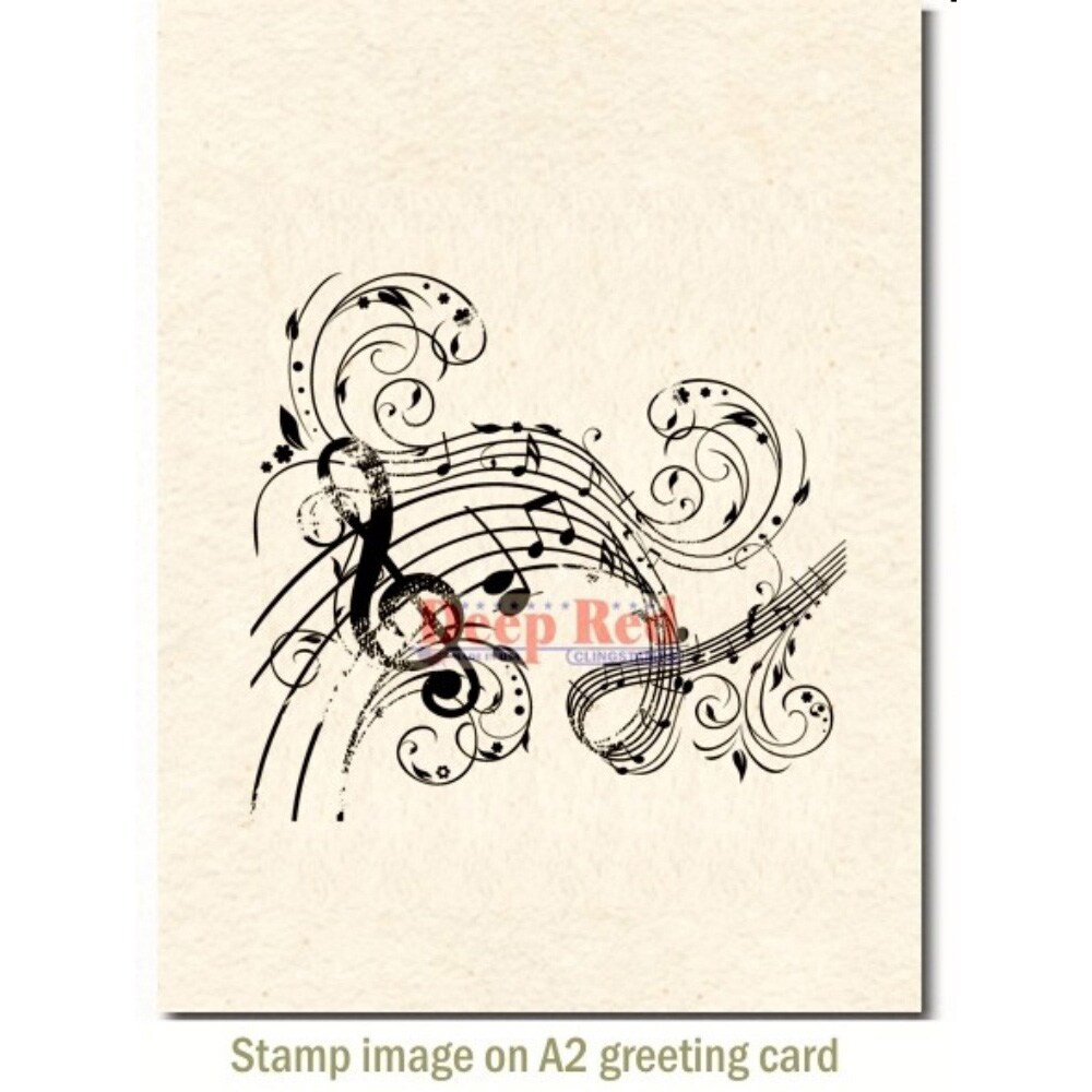 Deep Red Stamps Music Swirl Rubber Stamp 3 x 3.1 inches
