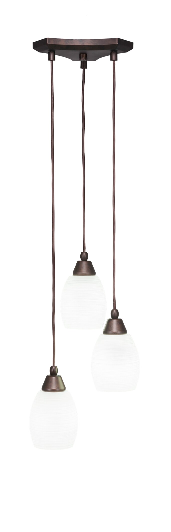 Europa 3 Light Cluster Pendalier Shown In Bronze Finish With 5 White