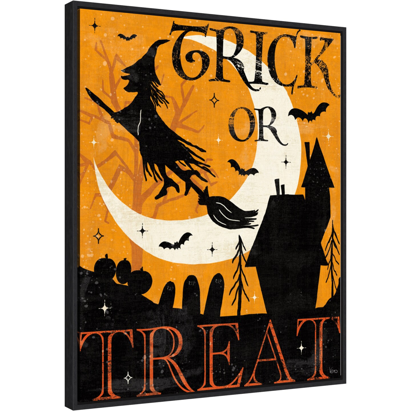 Halloween is Calling II by Veronique Charron 23-in. W x 28-in. H. Canvas Wall Art Print Framed in Black
