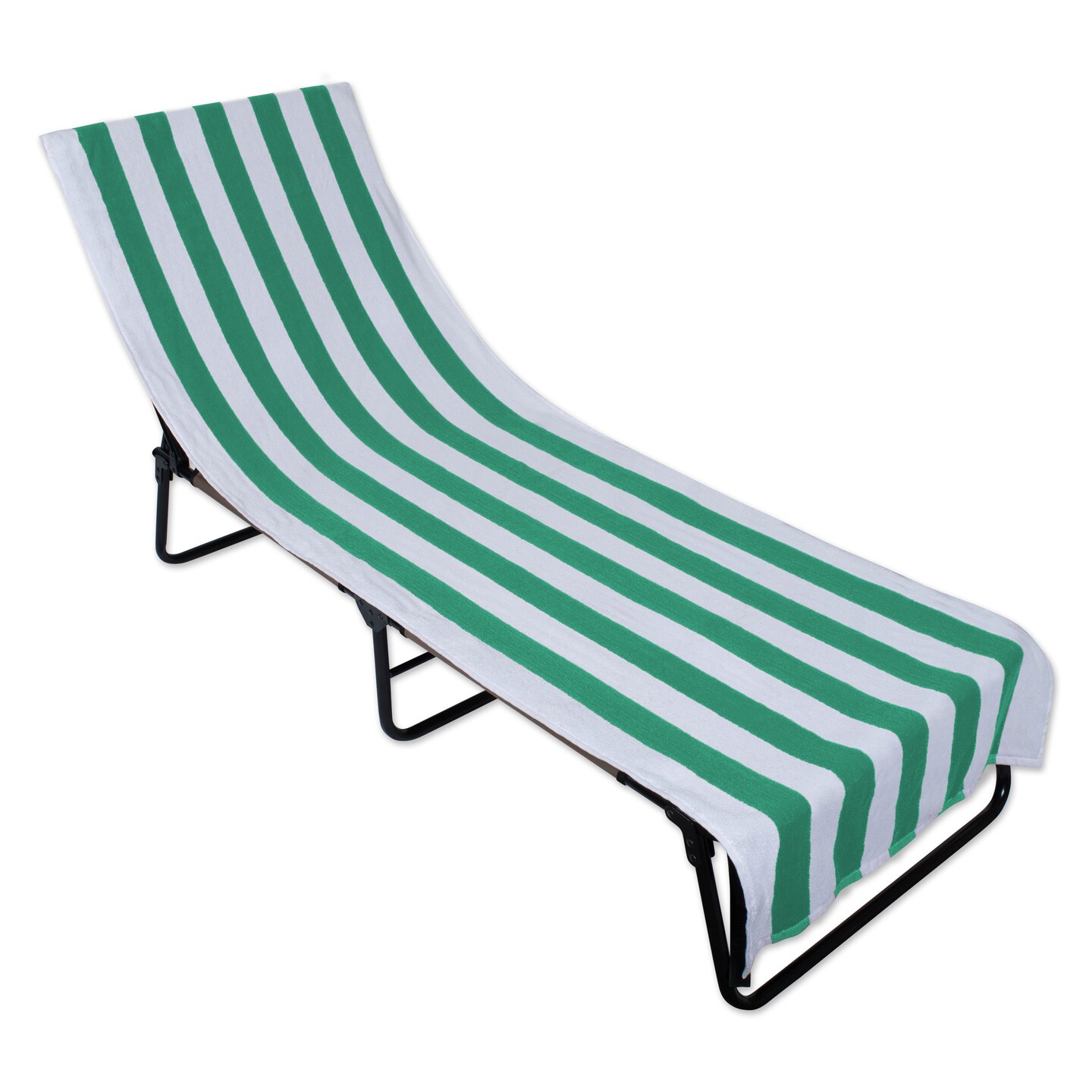 J&M Emerald Green Stripe Lounge Chair Beach Towel With Top Fitted