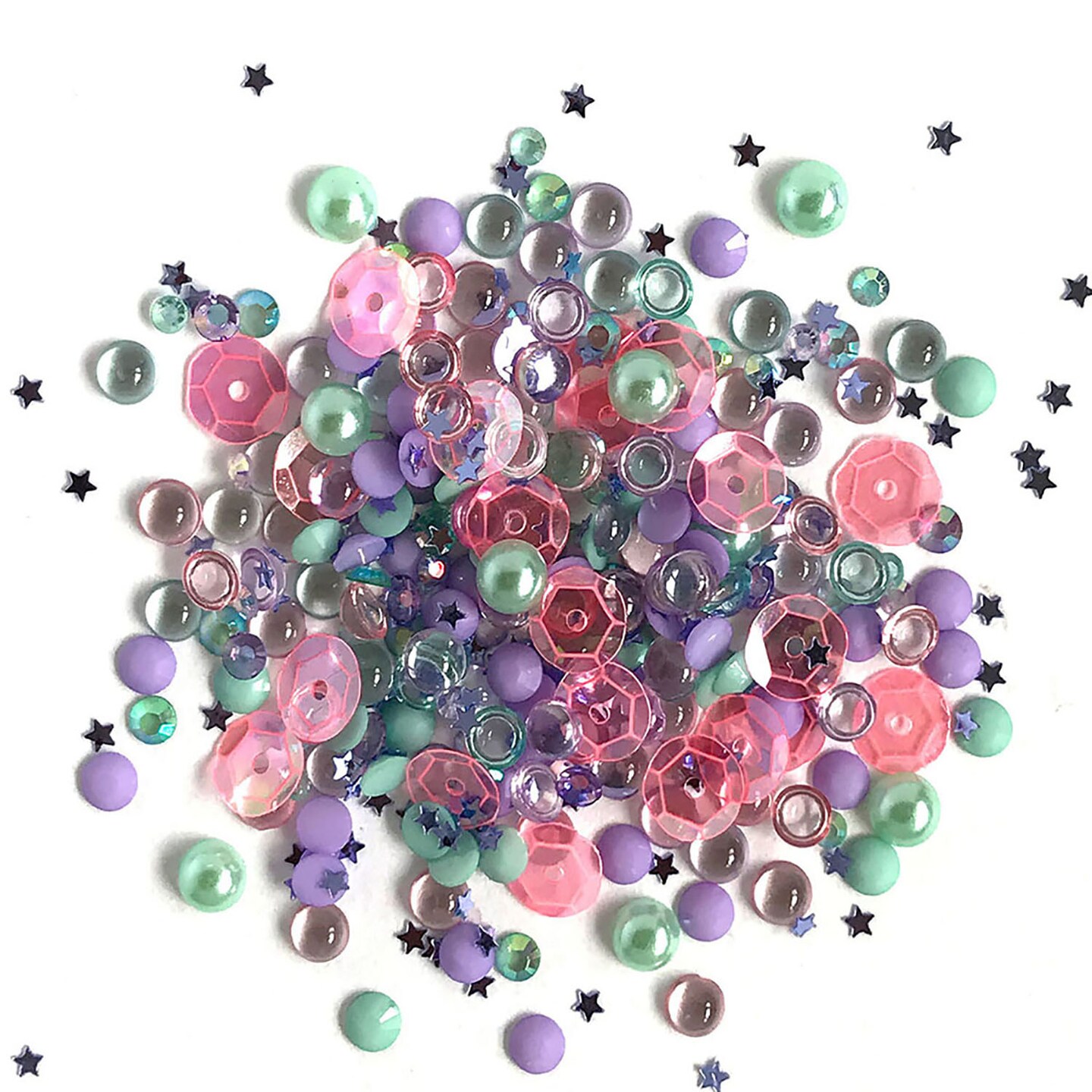 Buttons Galore Sparkletz® Embellishments Bundle, Iridescent Diamonds, Half Pearls, Sequins & Seed Beads Aloha -50 Grams