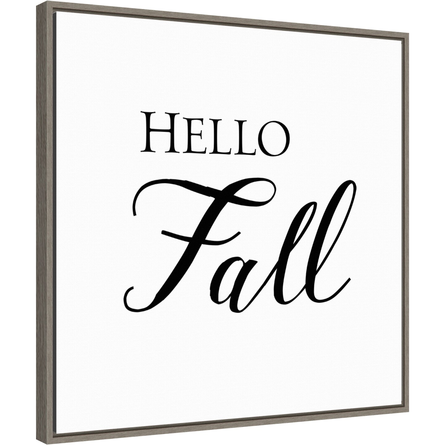 Hello Fall Script by Amanti Art Portfolio 22-in. W x 22-in. H. Canvas Wall Art Print Framed in Grey