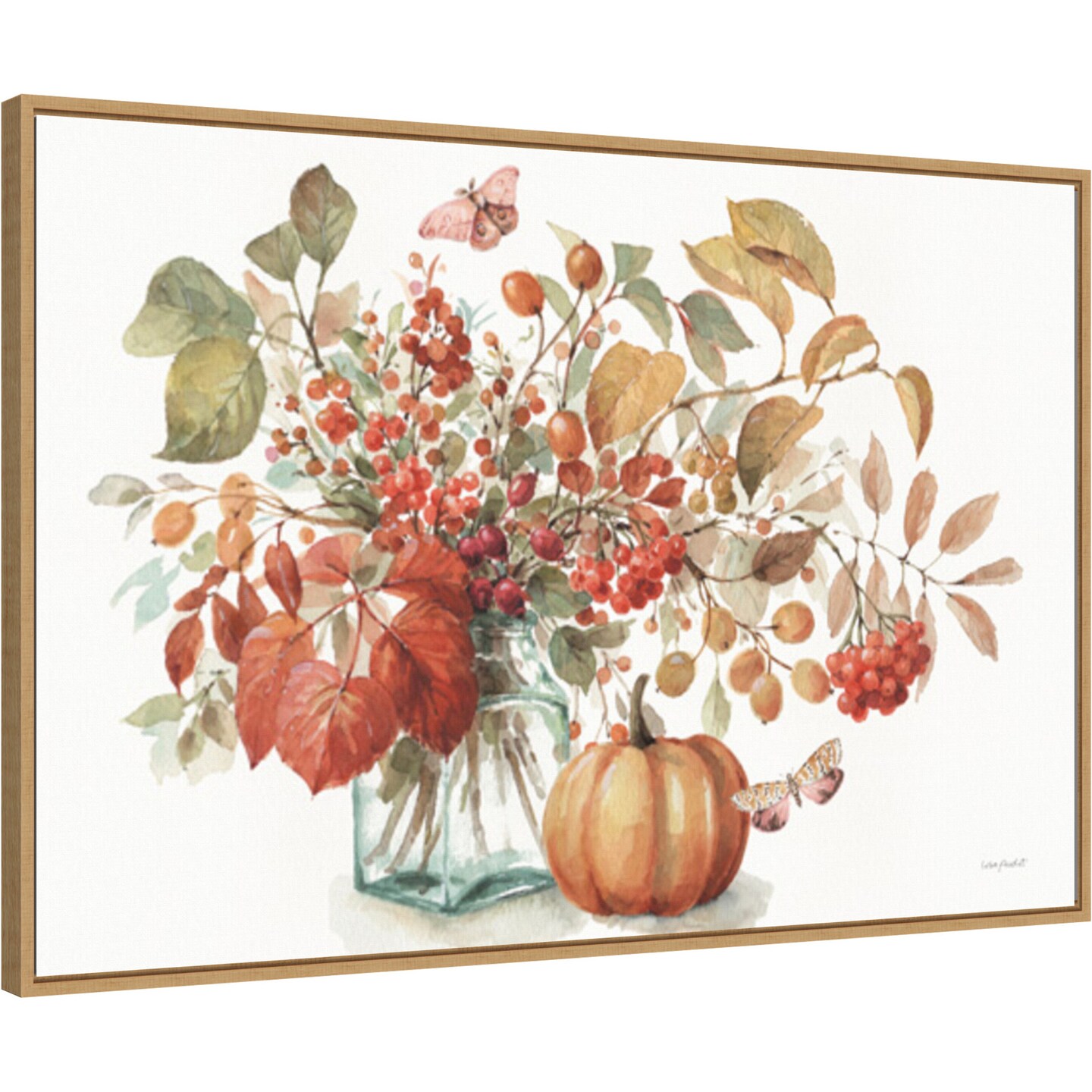 Autumn in Nature 01 on White by Lisa Audit 33-in. W x 23-in. H. Canvas Wall Art Print Framed in Natural