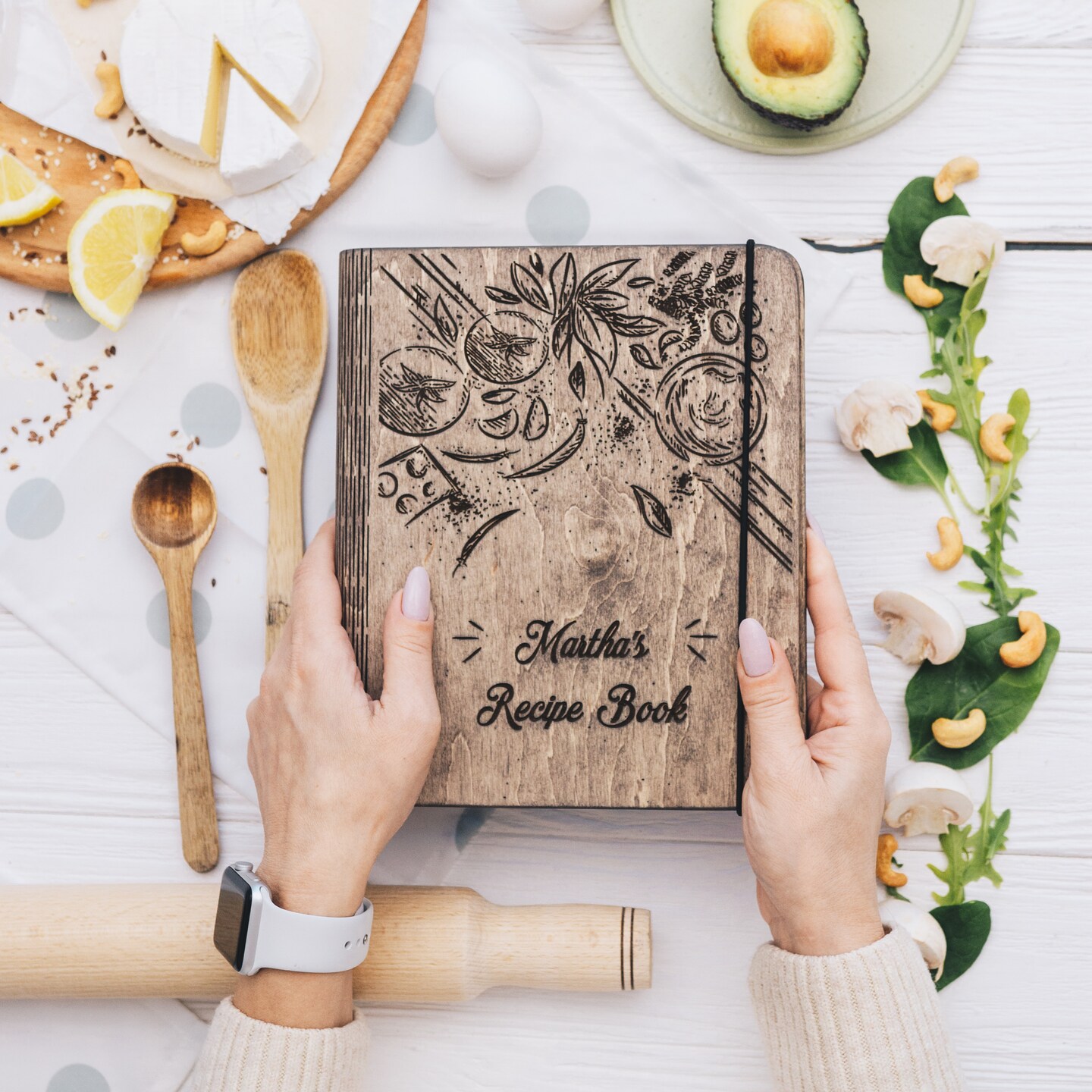 Recipe Book, Wood Cookbook, Personalized Gift for Mom, Cook Gifts by Enjoy The Wood