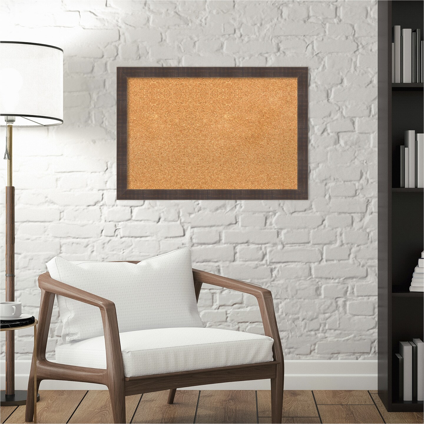 Cork Board, Whiskey Brown Rustic Wood Frame - Bulletin Board, Organization Board, Pin Board
