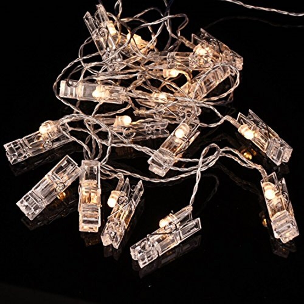 Perfect Holiday 20 LED Clip String Light Battery Operated Light - Warm White