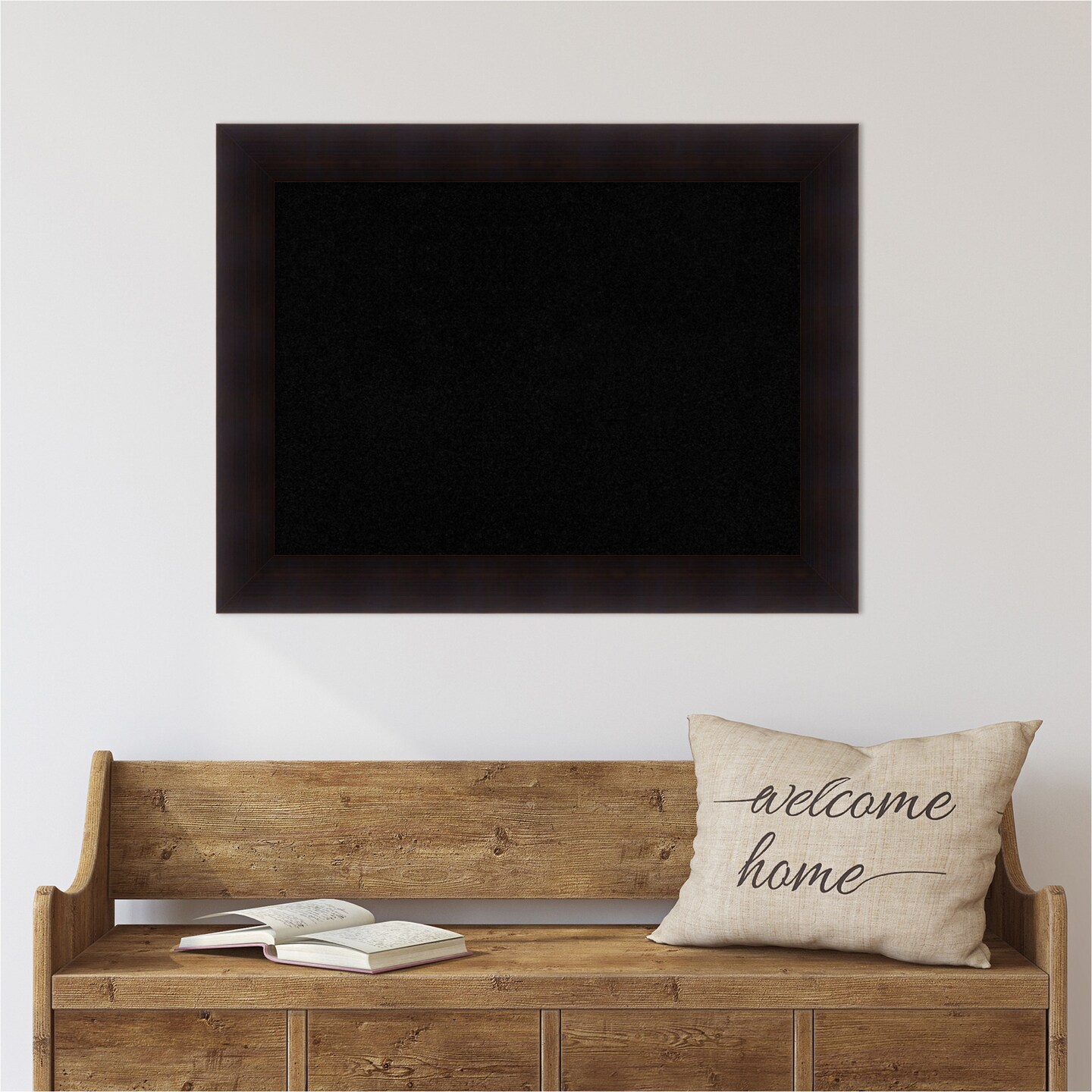 Black Cork Board (34 in. x 26 in.), Portico Espresso Wood Frame - Bulletin Board, Organization Board, Pin Board