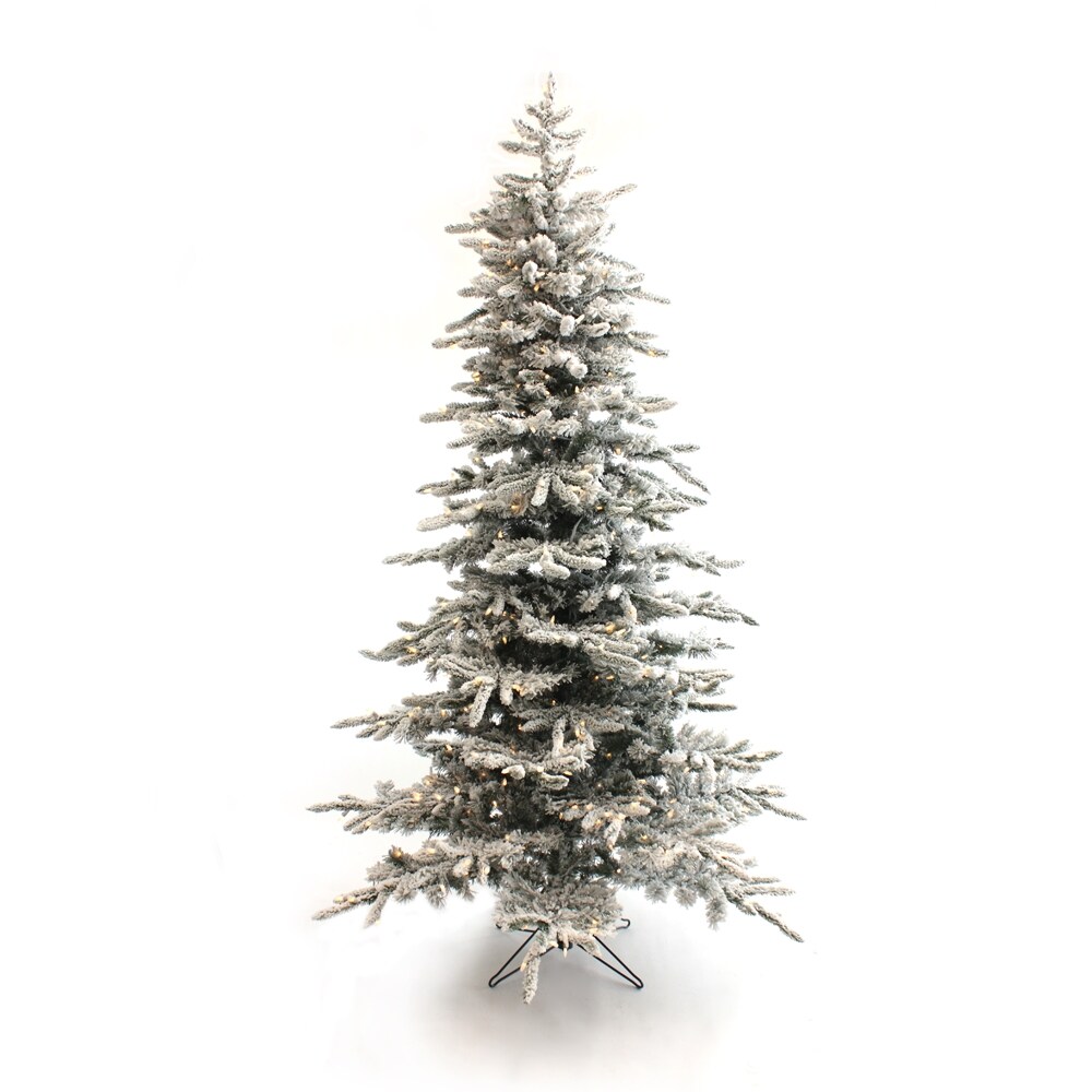 Perfect Holiday Pre-lit Slim Flocked Christmas Tree