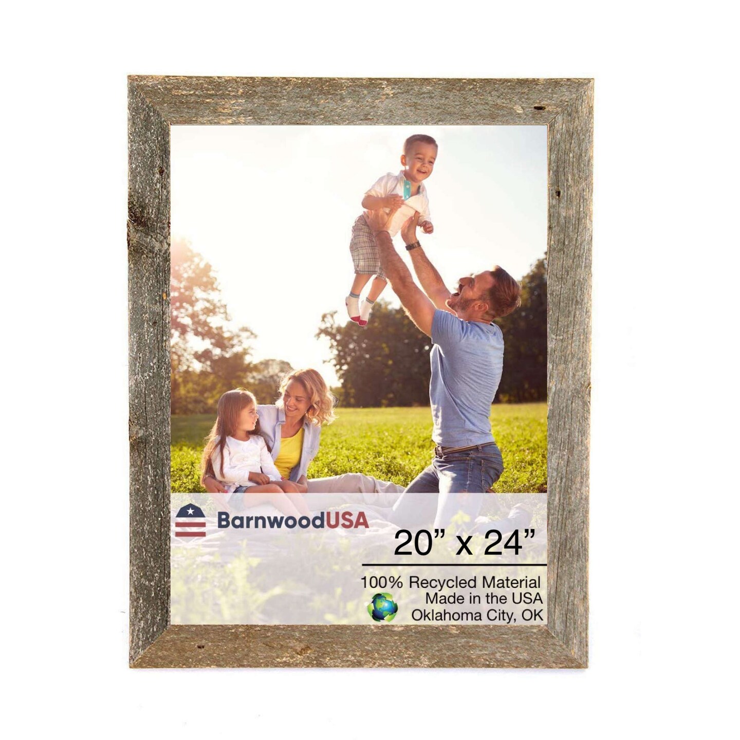 Rustic Farmhouse 20 in. x 24 in. Reclaimed Wood Picture Frame