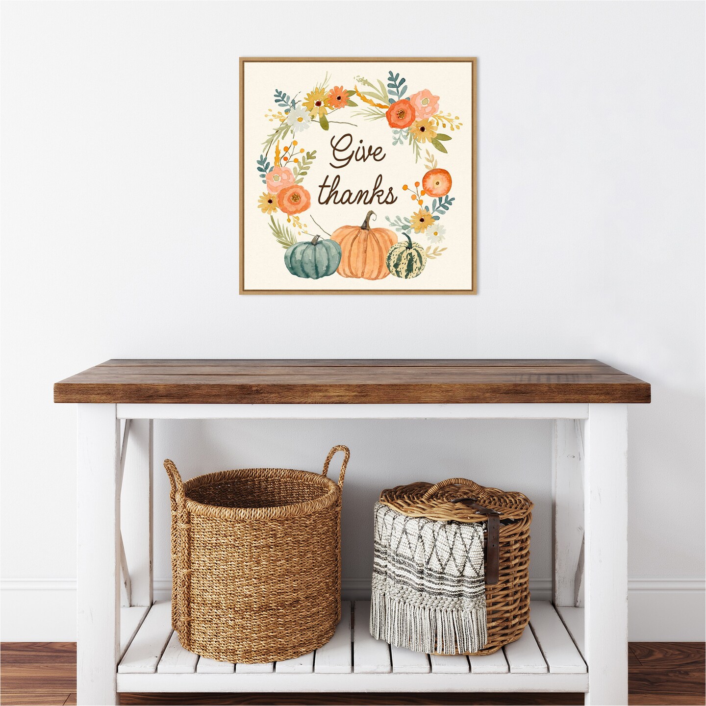 Harvest Home I by Victoria Barnes 22-in. W x 22-in. H. Canvas Wall Art Print Framed in Natural