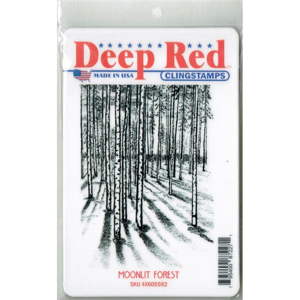 Deep Red Stamps Moonlit Forest Rubber Stamp 3 x 4.1  inches