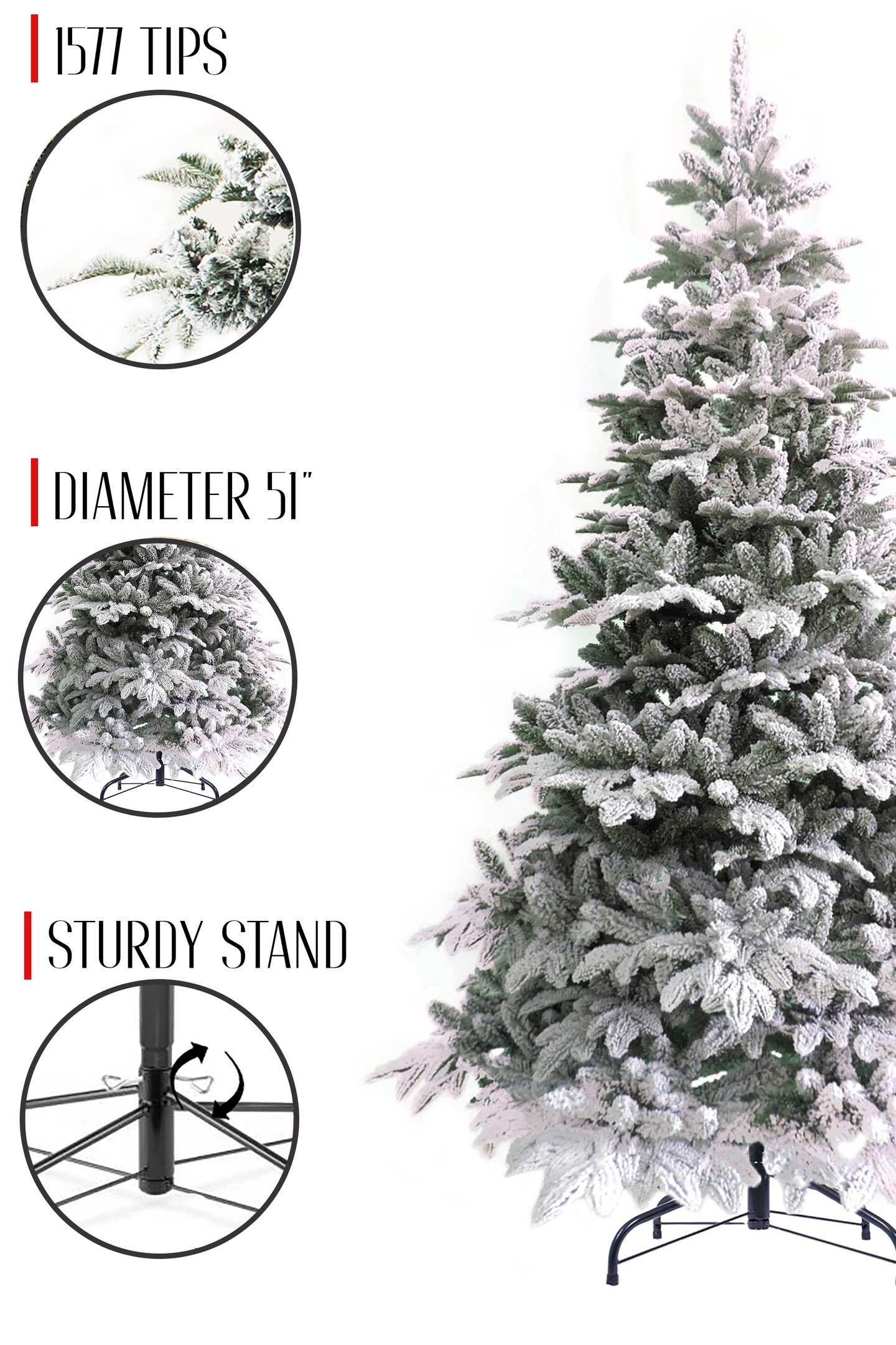 Perfect Holiday Calgary Spruce Artificial Christmas Tree - Snow Flocked