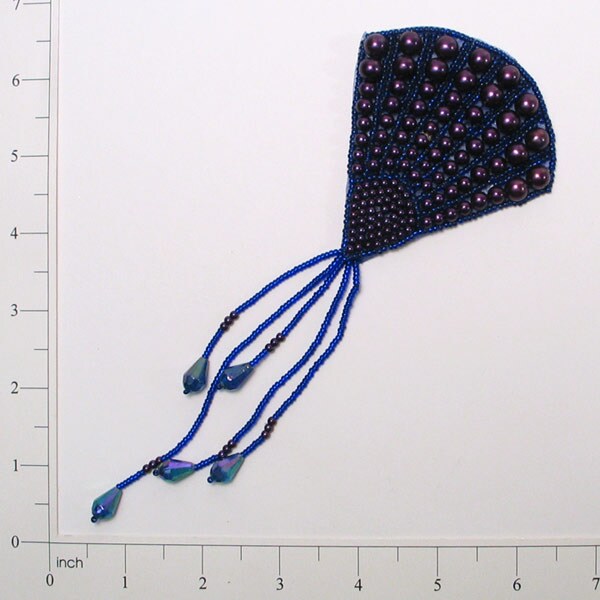 Beaded Applique/Patch Fringed Fan Applique/Patch