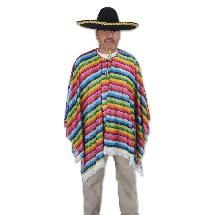 Beistle Cinco De Mexican Fiesta Serape Poncho Costume Accessory, One Size, Multicolored, 54\" x 30\" | Michaels