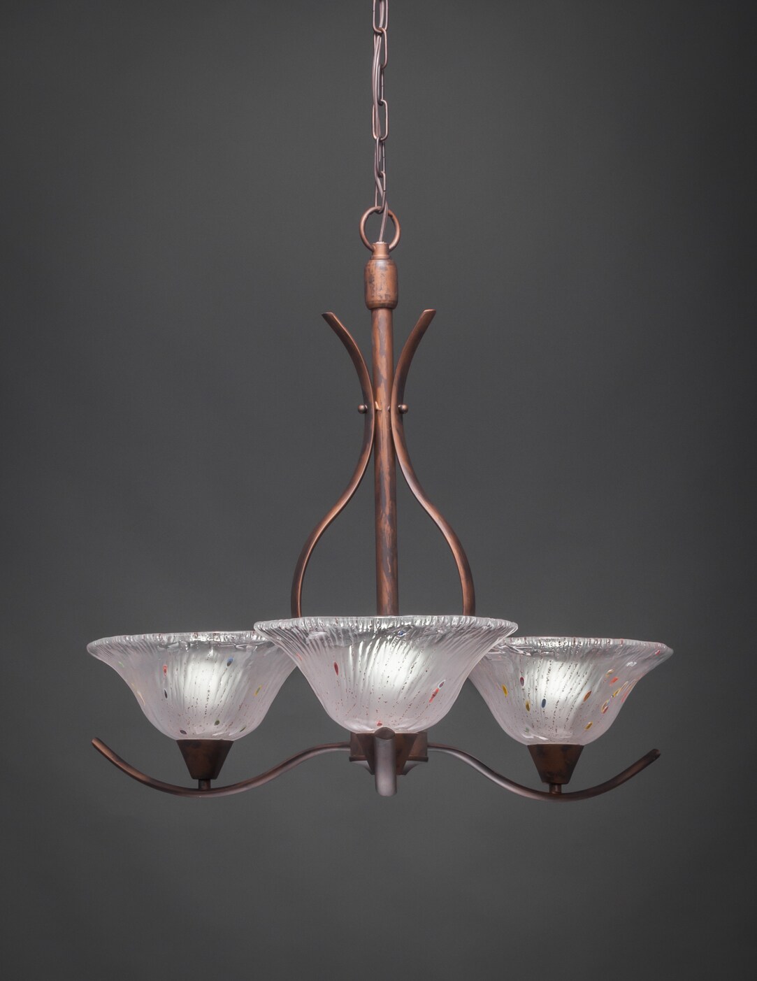Swoop 3 Light Chandelier Shown In Bronze Finish With 10 Frosted Crystal