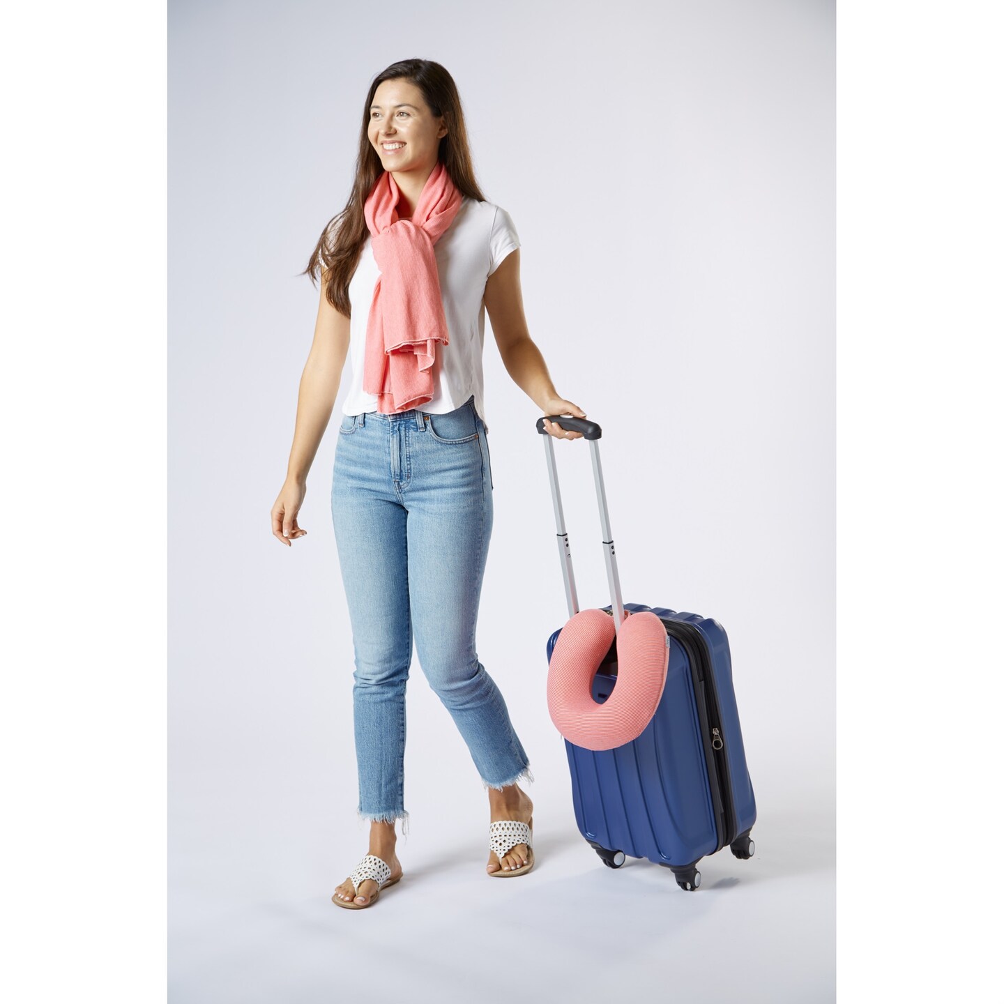 Bucky Jersey Stripe - Memory Foam Neck Pillow - Pink Stripe