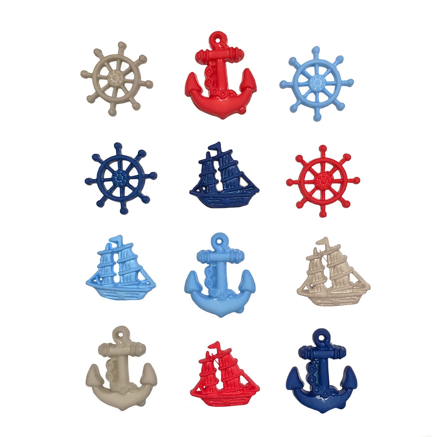 Assorted Nautical Buttons – 50+ Piece Set for Sewing, Scrapbooking & DIY Crafts – Boats, Shells, Marine Animals & Beach Attire