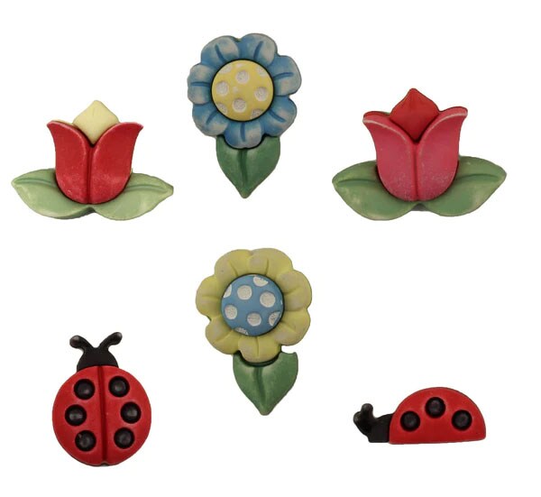 Buttons Galore and More 3D Novelty Buttons &#x2013; Spring Fling Button Bundle - 36 Pcs