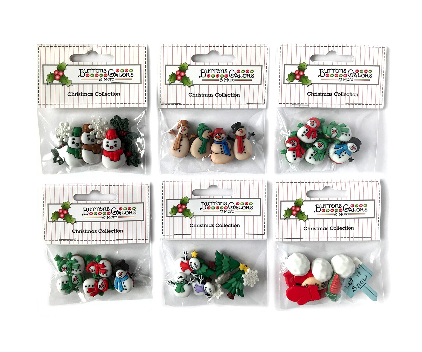 Buttons Galore 60+ Assorted Snowman Button Bundle for Sewing &#x26; Crafts - Set of 6 Button Packs