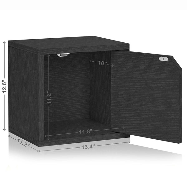Way Basics Eco zBoard Stackable Connect Cube Storage with Door, Black