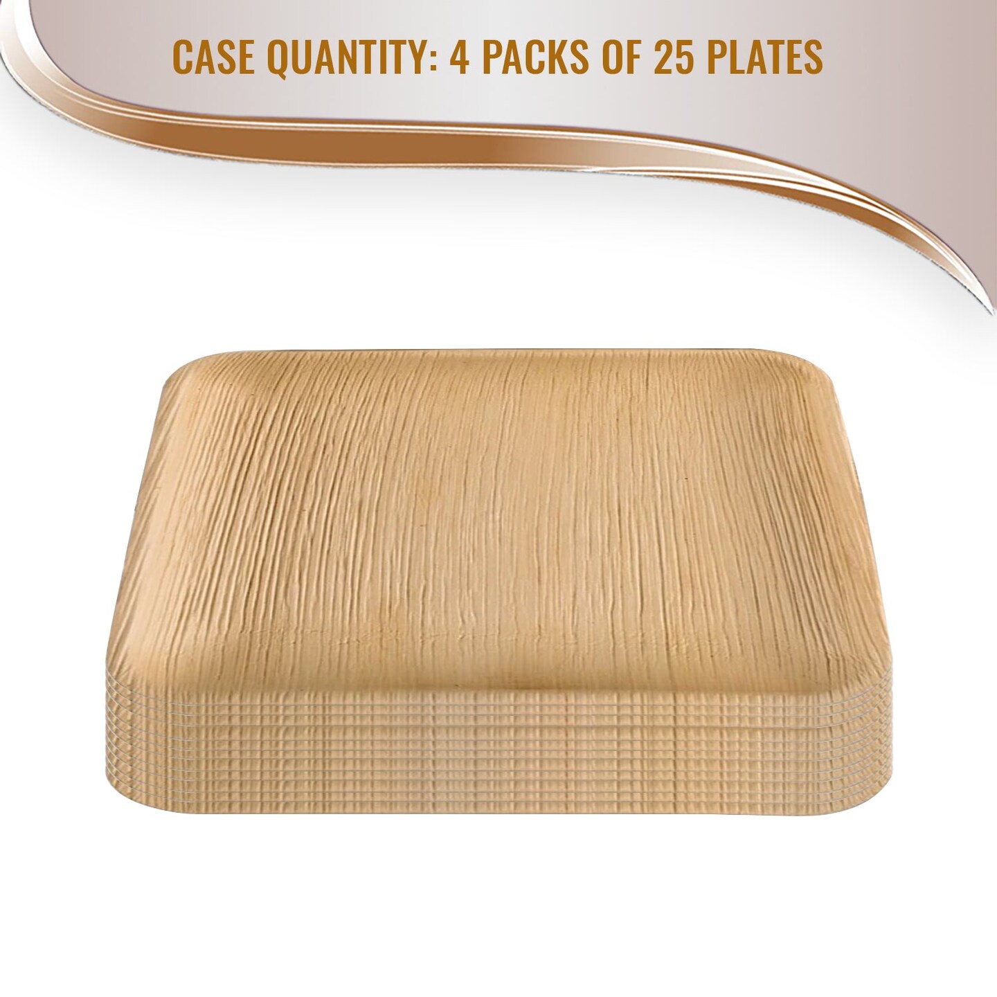 Square Palm Leaf Eco Friendly Disposable Buffet Plates - 8&#x22; (100 Plates)