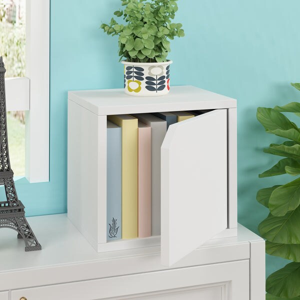 Stack Cube with Door, White