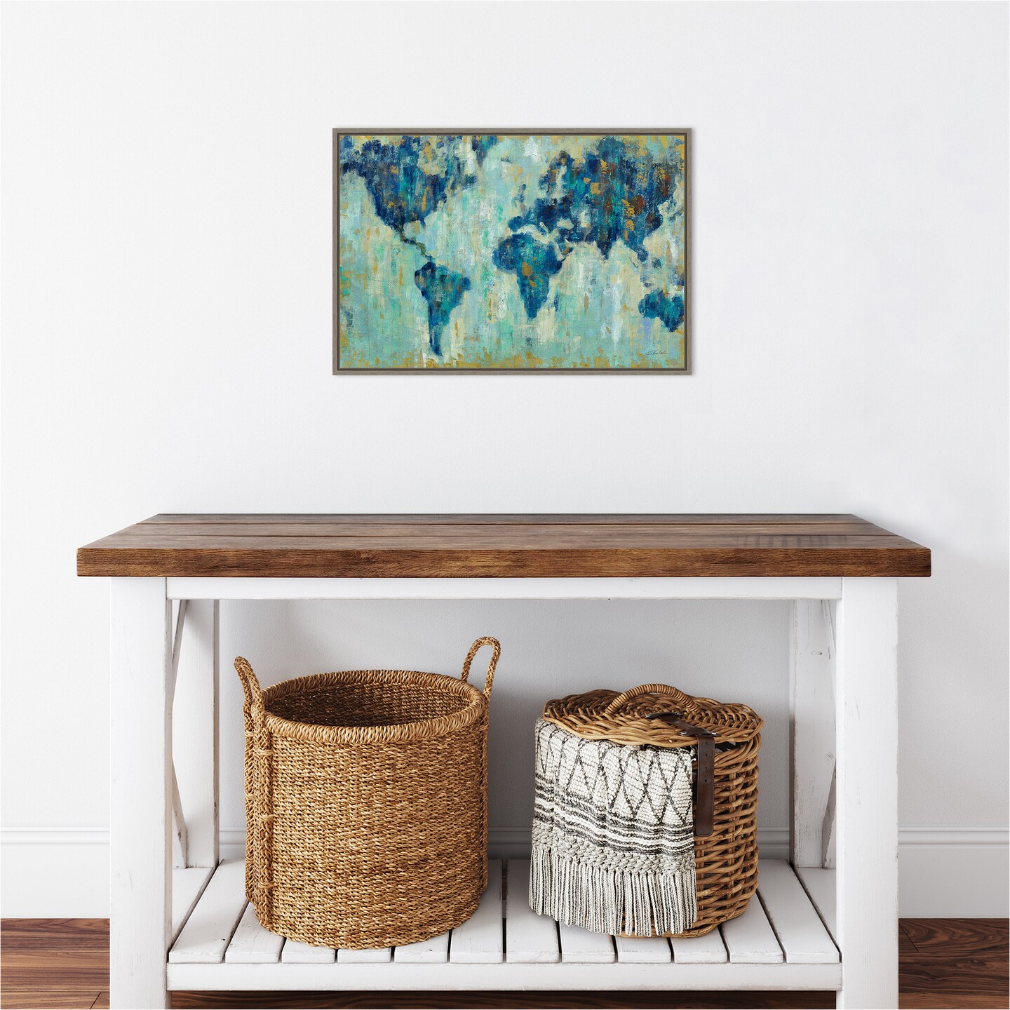 Map of the World by Silvia Vassileva Canvas Wall Art Print Framed