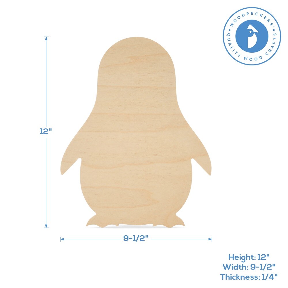 Wooden Penguin Cutout, Multiple Sizes Available, Unfinished for Christmas & Decor| Woodpeckers Crafts