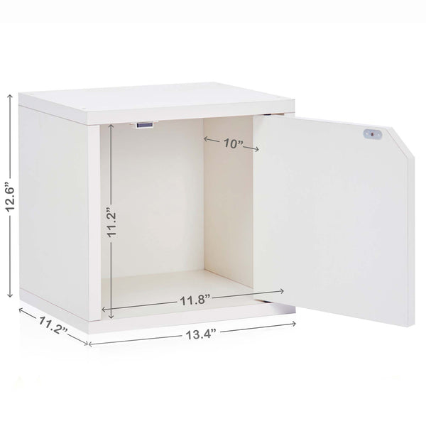 Way Basics Eco zBoard Stackable Connect Cube Storage with Door, White