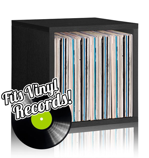 Way Basics Eco zBoard Vinyl Record Storage Cube Bookcase, Black