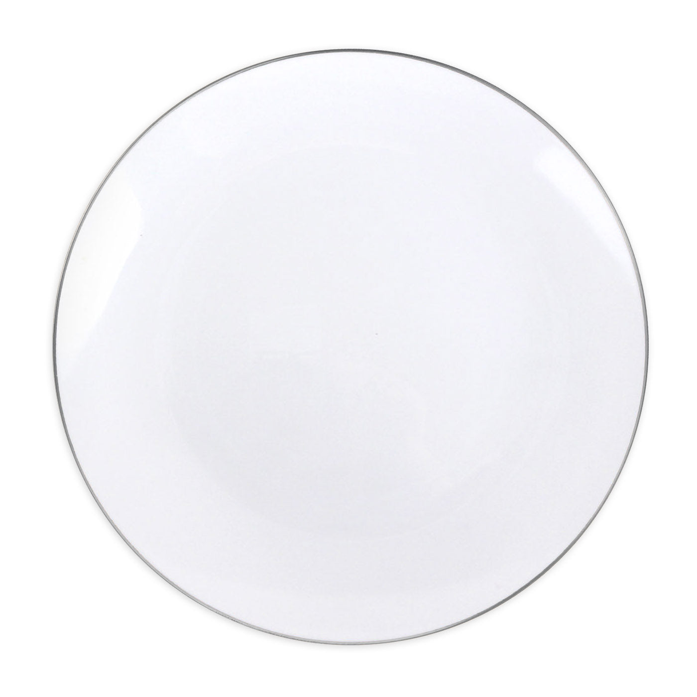 White with Silver Rim Organic Round Disposable Plastic Dinner Plates - 10.25&#x22; (120 Plates)
