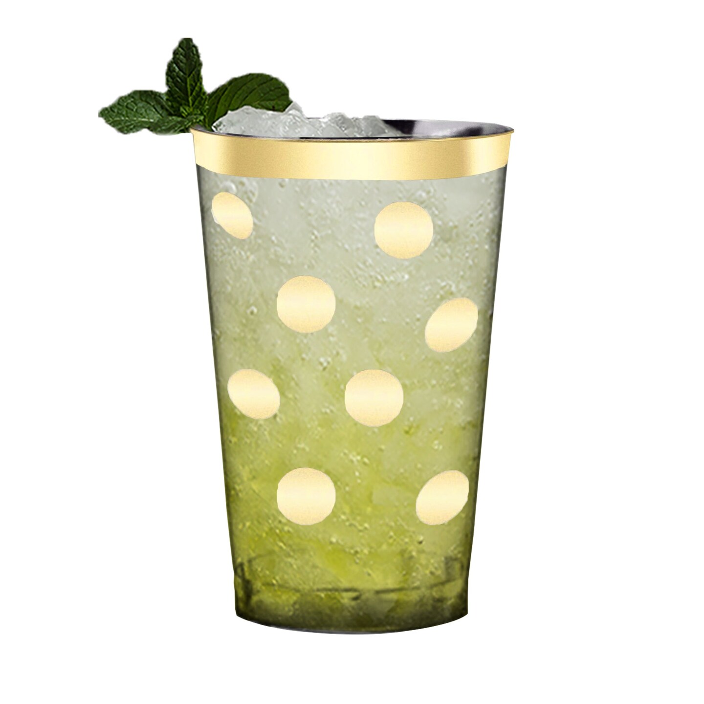 12 oz. Clear with Gold Dots Round Disposable Plastic Tumblers