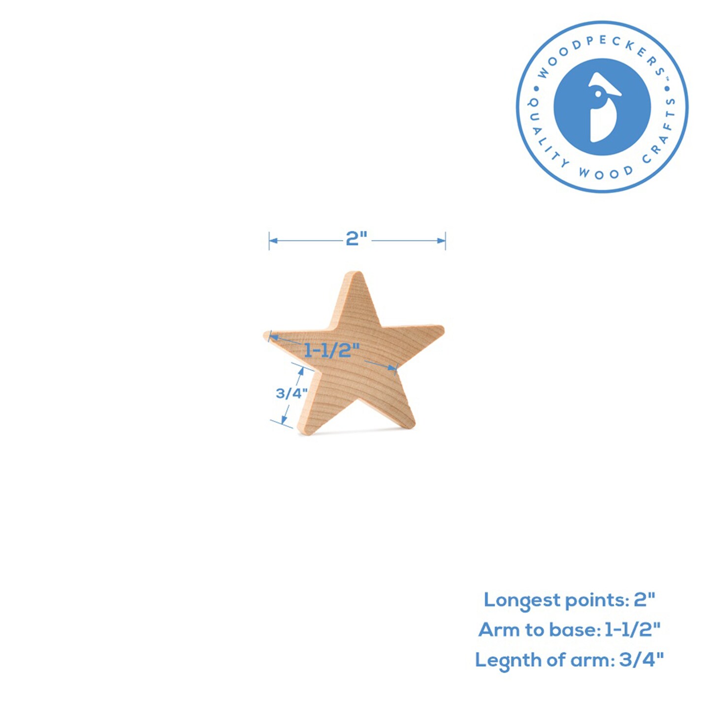 Wooden Stars, Multiple Sizes Available, Unfinished for Crafts, Flag Stars, July 4 Dcor | Woodpeckers