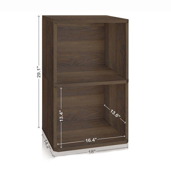 Marley 2-Shelf Vinyl Record Storage, Royal Walnut