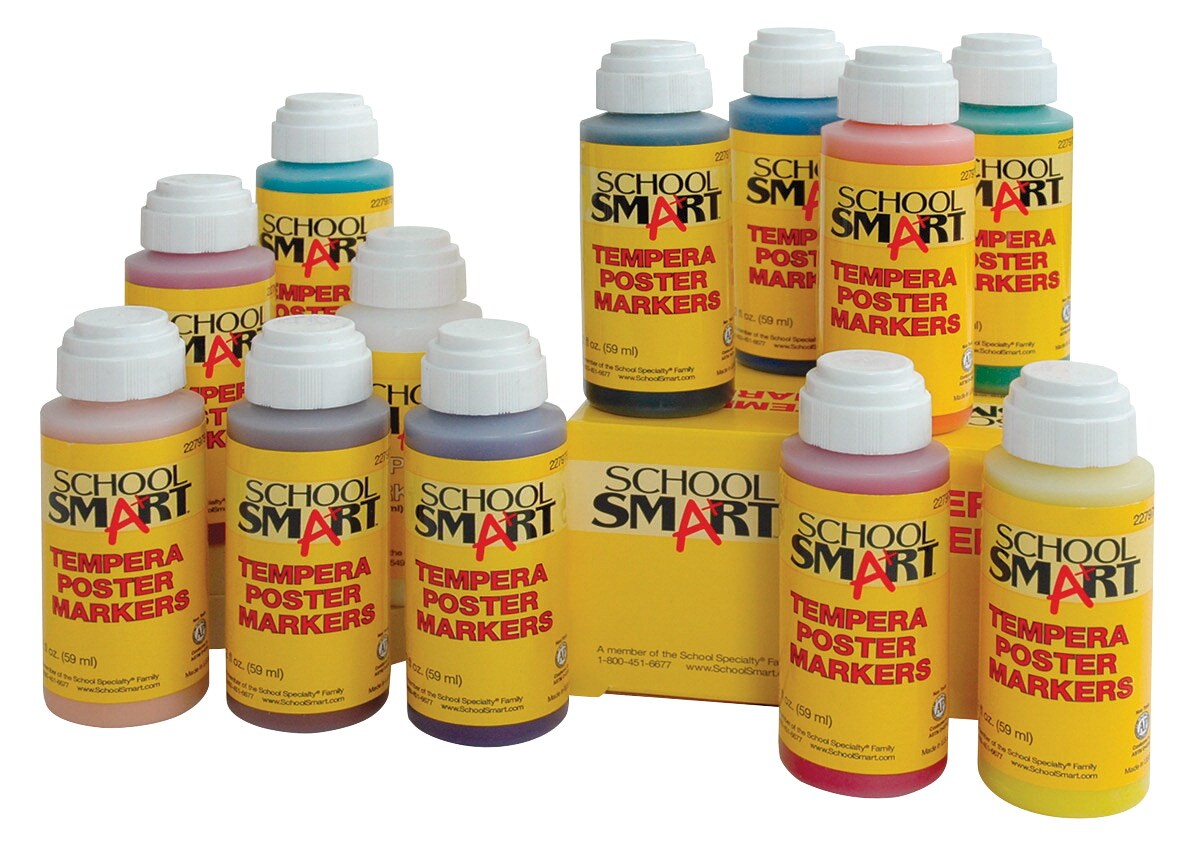 School Smart NonToxic Poster Marker Tempera Paint Set with 3/8 in