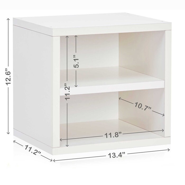 Way Basics Eco zBoard Stackable Connect Cube Storage with Shelf, White