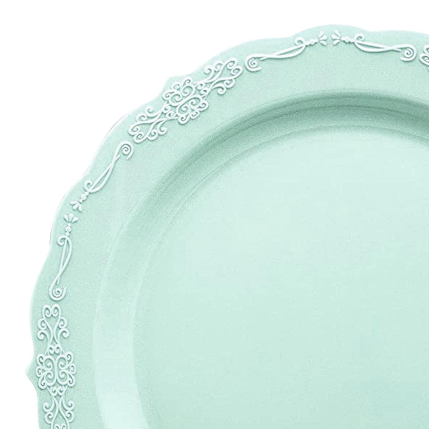 Turquoise Vintage Round Disposable Plastic Dinner Plates - 10&#x22; (120 Plates)