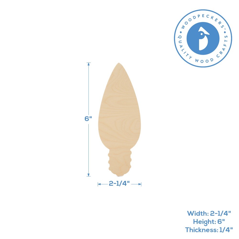 Wood Lightbulb Cutout Ornaments, Multiple Sizes Available, DIY Christmas Tree Decor/Craft | Woodpeckers