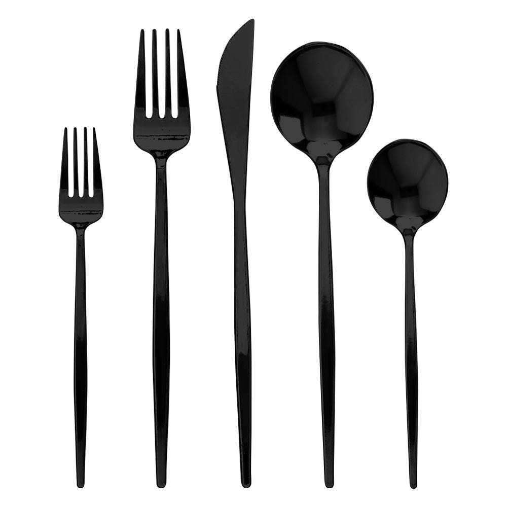 Black Plastic Cutlery Set (480 Guests)