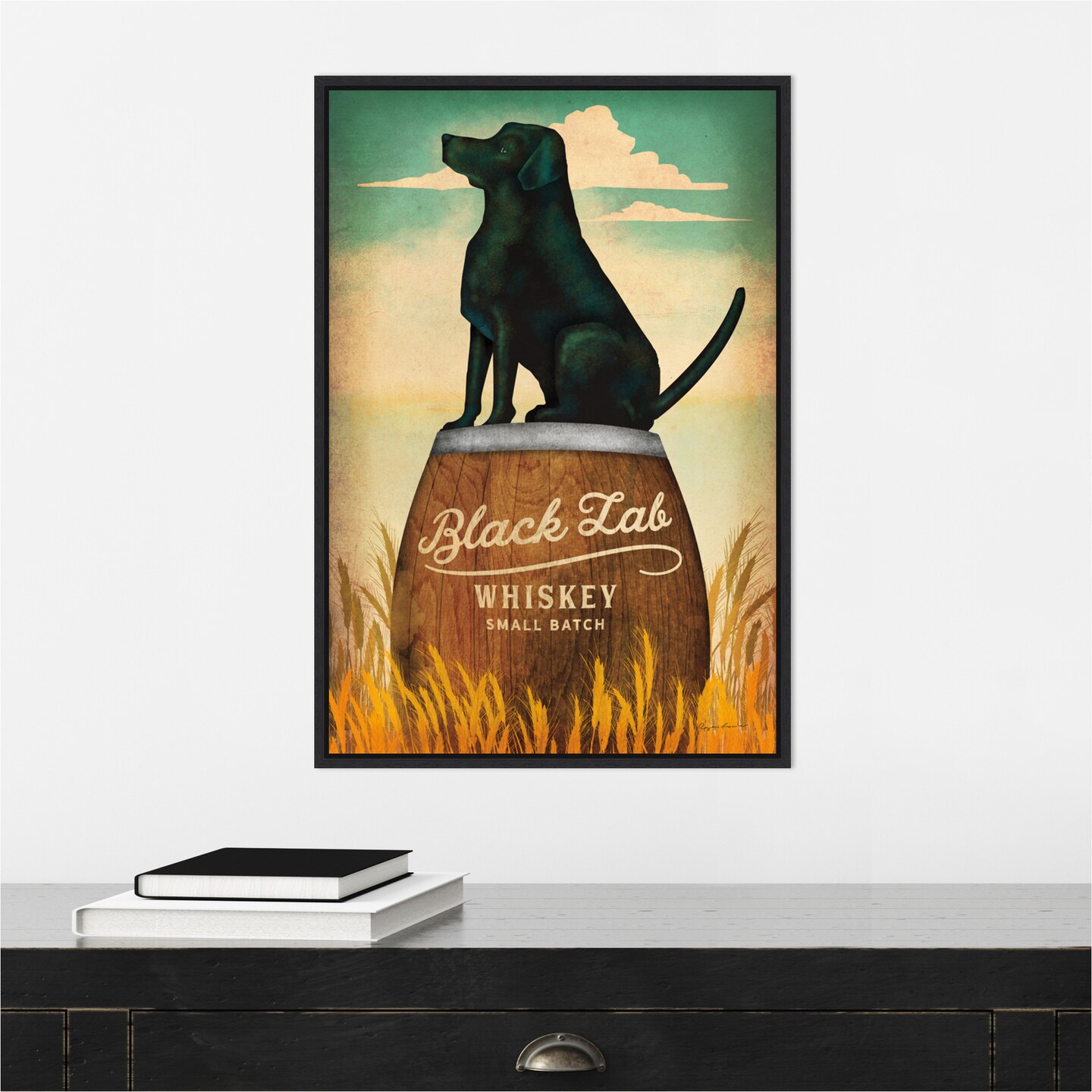 Black Lab Whiskey by Ryan Fowler Canvas Wall Art Print Framed