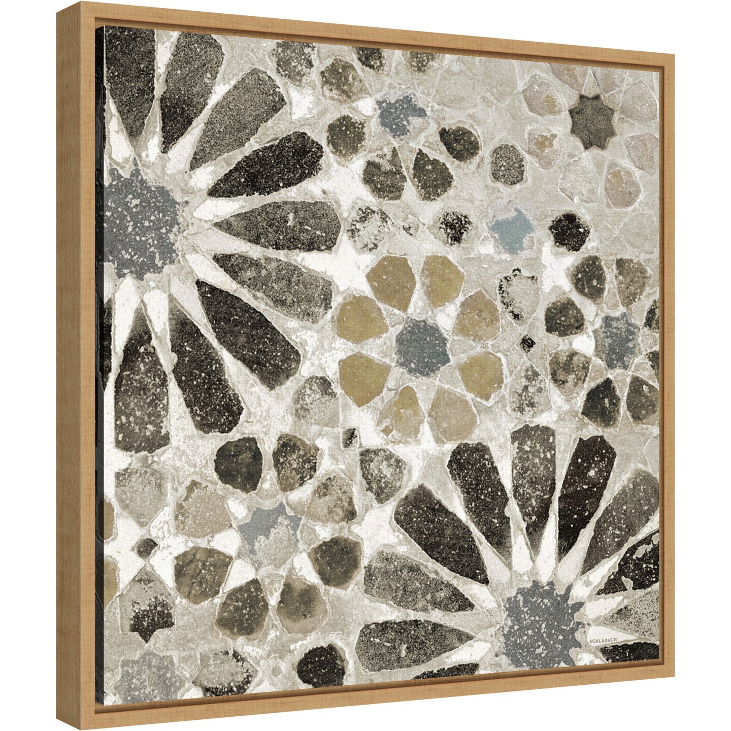 Alhambra Tile II Neutral by Sue Schlabach 16-in. W x 16-in. H. Canvas Wall Art Print Framed