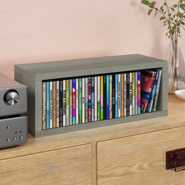 Way Basics Eco Stackable Memphis CD Storage Rack, London Grey