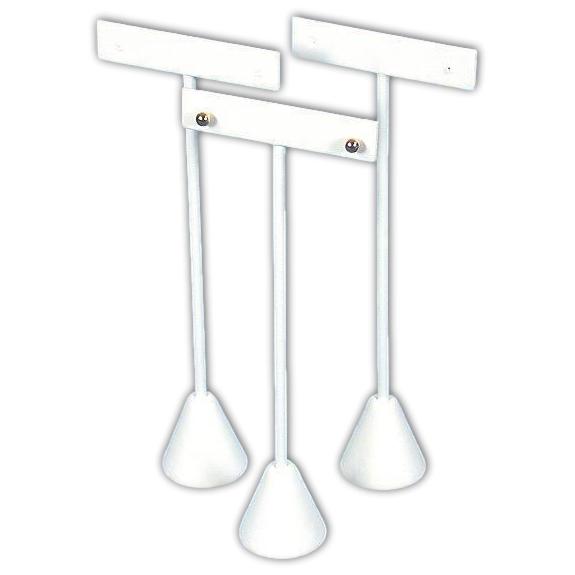 3 Earring T Stand White Leather Showcase Display 6.75&#x22;