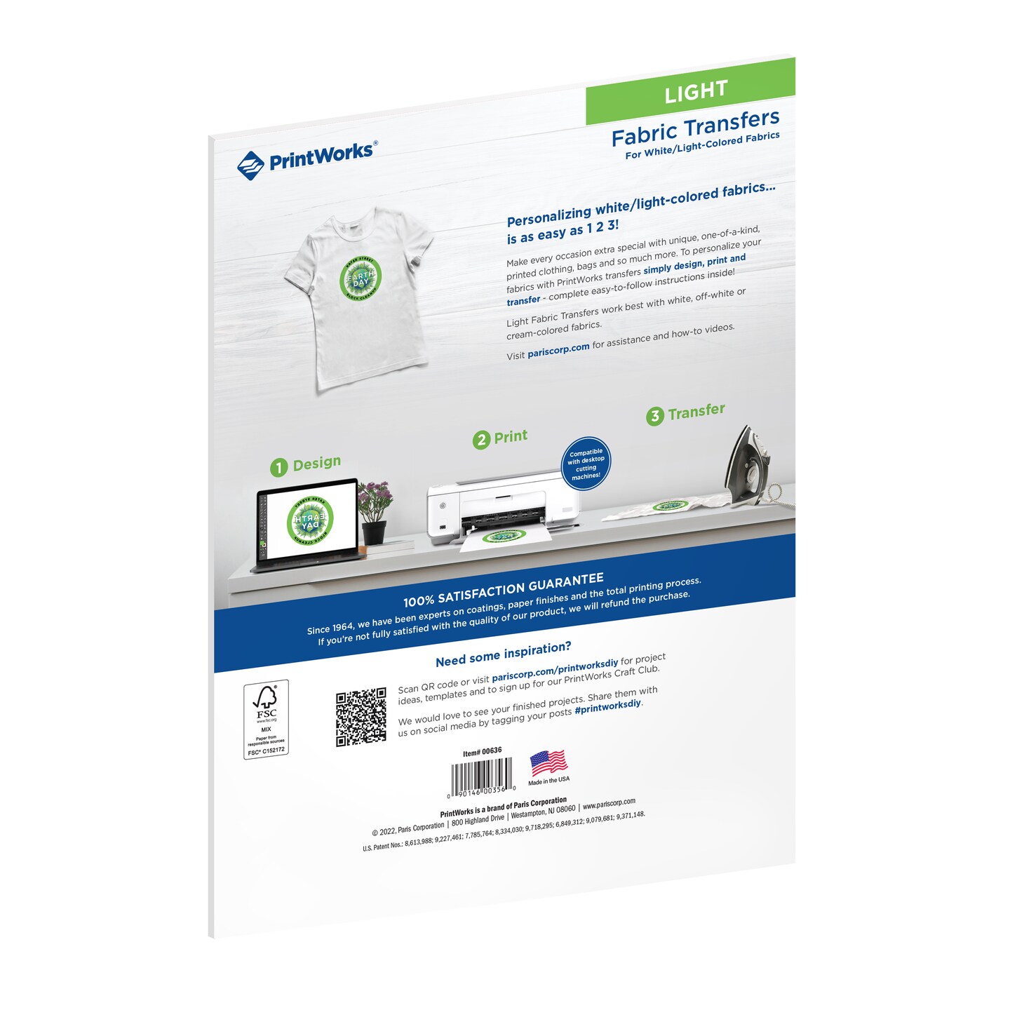 Printworks Light T-Shirt Transfers for Inkjet Printers, 10 Sheets, 8 ½” x 11” (00636-6)
