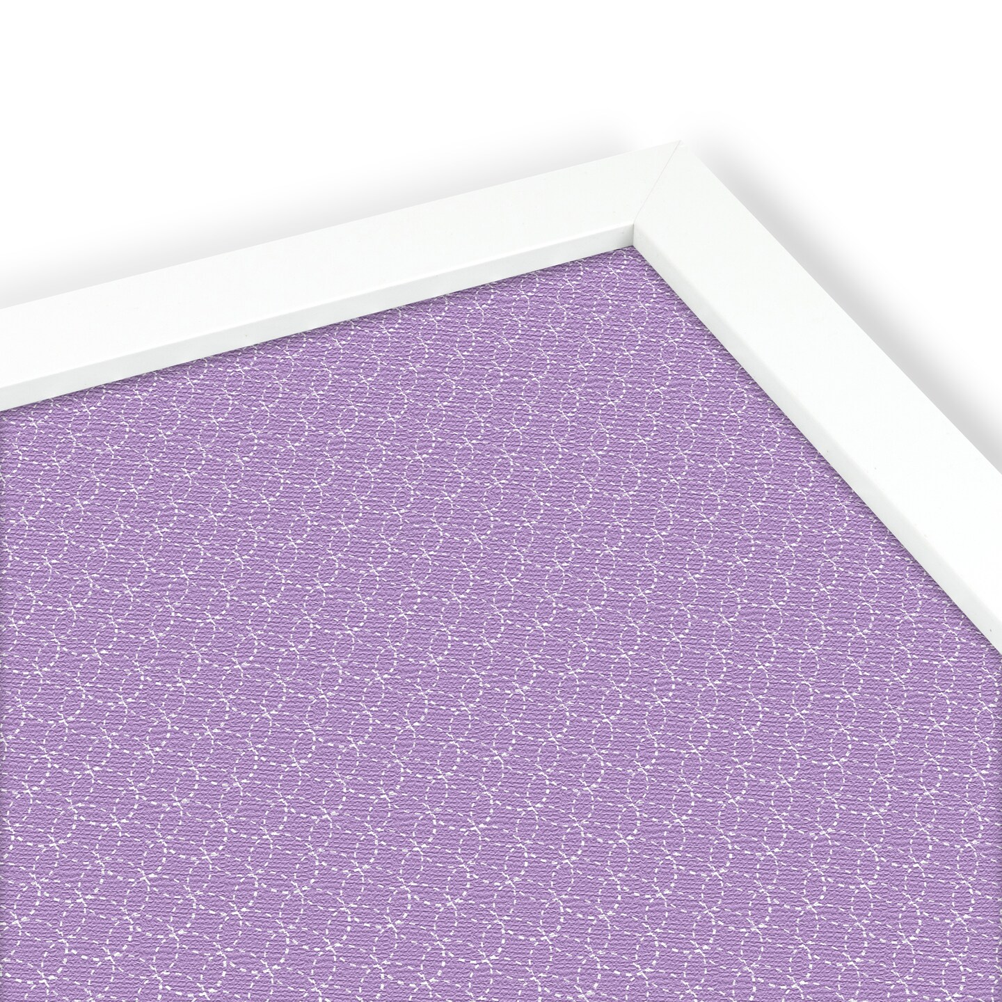 PinPix Custom Bulletin Board Purple Circles Poster Board Has a Fabric Style Canvas Finish, Framed in Satin White Frame, by ArtToFrames (PinPix-493)