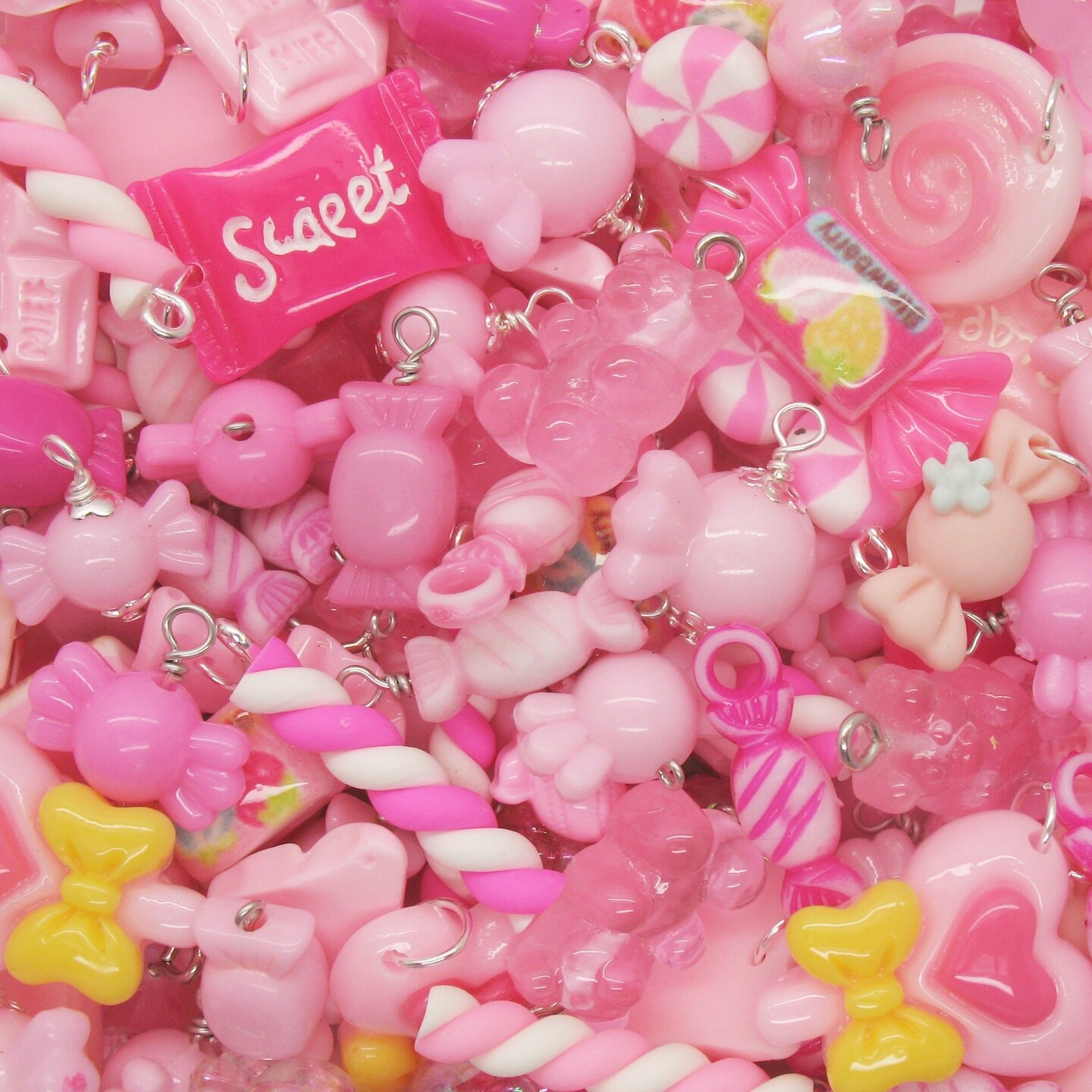 Pink Candy Charms, 25 pieces Mixed Sweets Lollipops & Chocolate Kawaii  Charms, Adorabilities